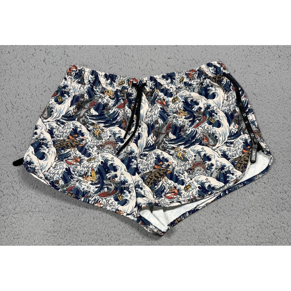 Culprit Swim Trunks Shorts Womens Medium Shark Attack Print Lined USA Made